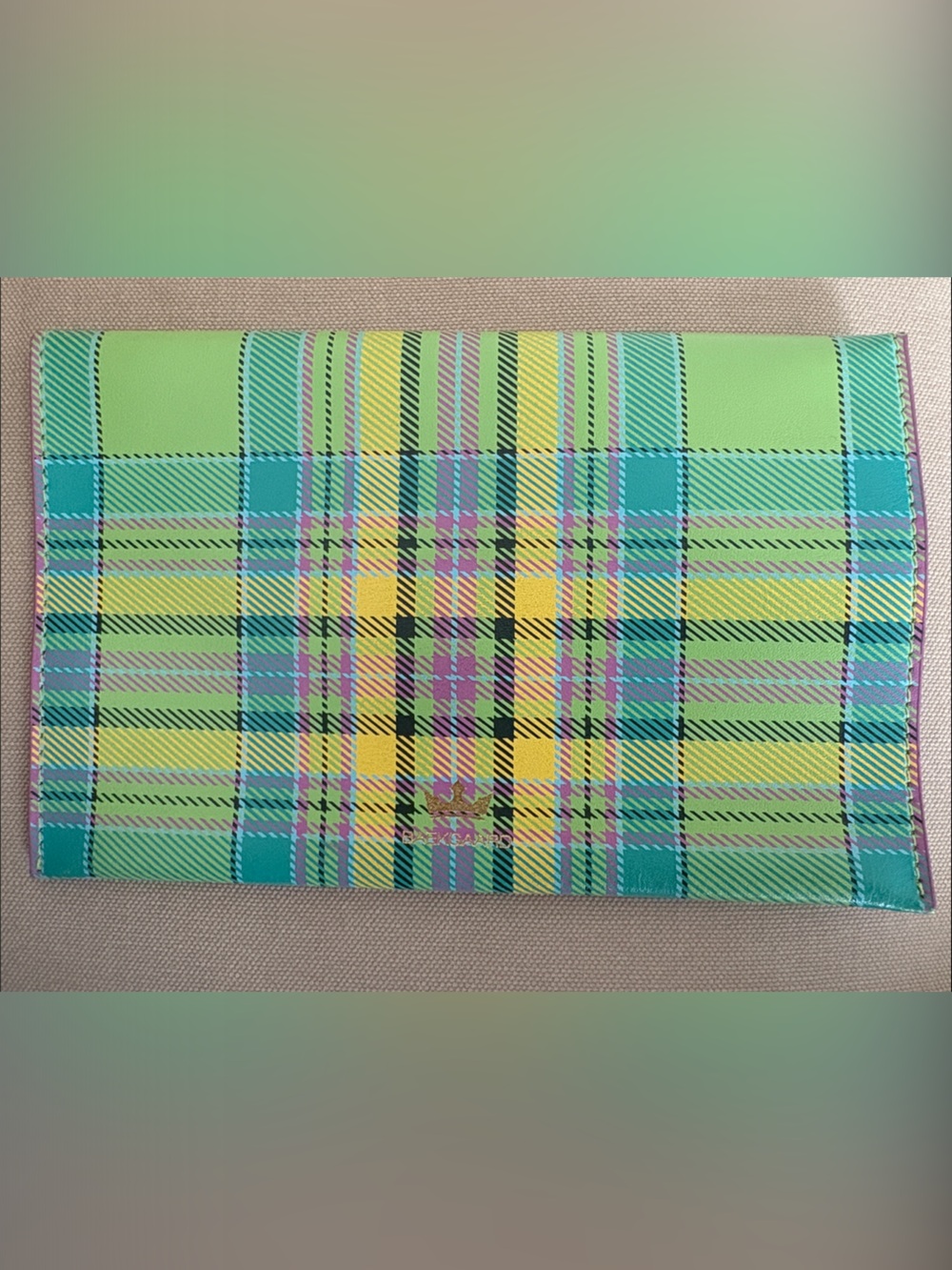 Vibrant Green & Teal Plaid Continental Wallet